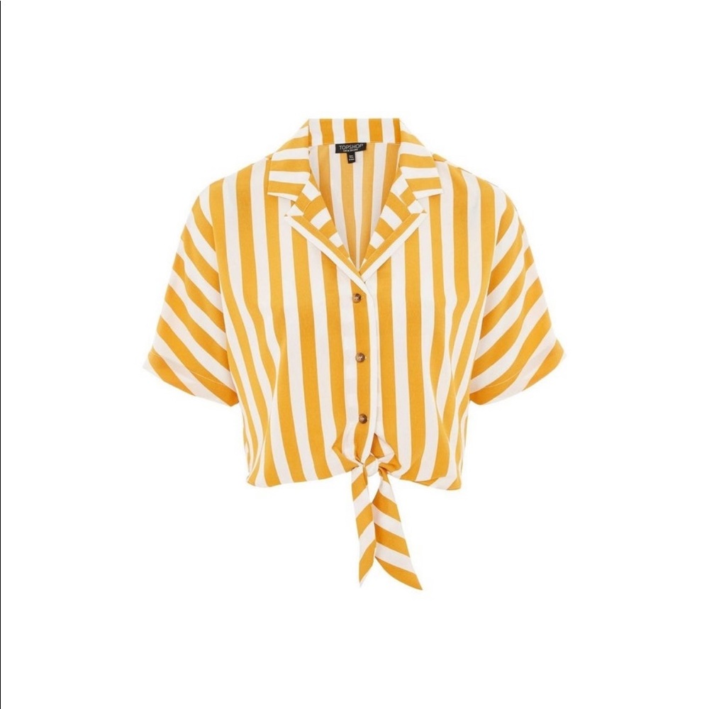 Top shop yellow whites women’s tie front blouse